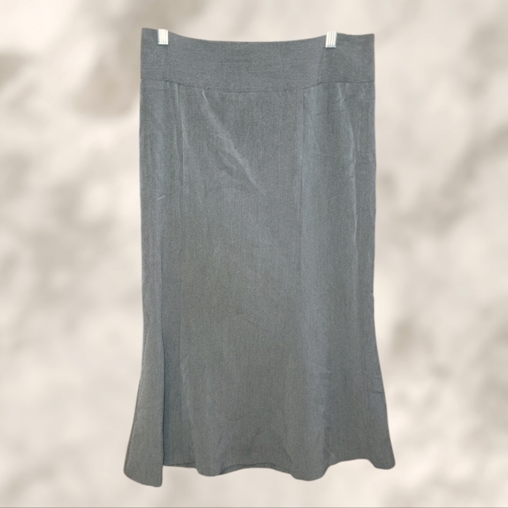 Dark Academia Library Skirt Gray Women Size 8 Long Formal Button slit stretch